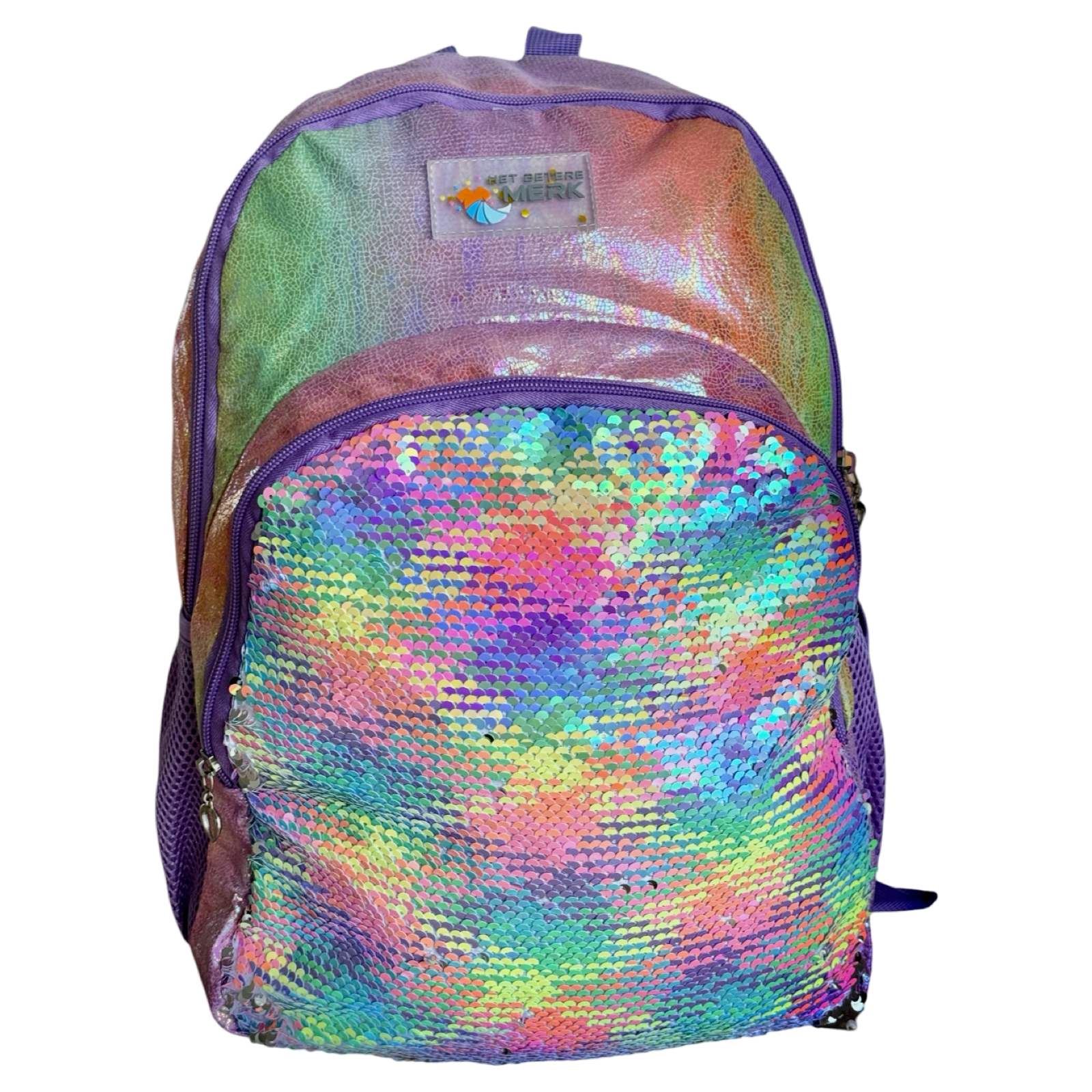 Schooltas - Rugzak Meisje - Rugtas - Regenboog - 42 x 34 x 12 cm - Pailletten - Sequin - Afbeelding 20