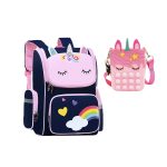 Unicorn - Rugtas - Eenhoorn - Kinderrugzak - Schooltas - Blauw-40 x 27 x 15 cm - Pop it