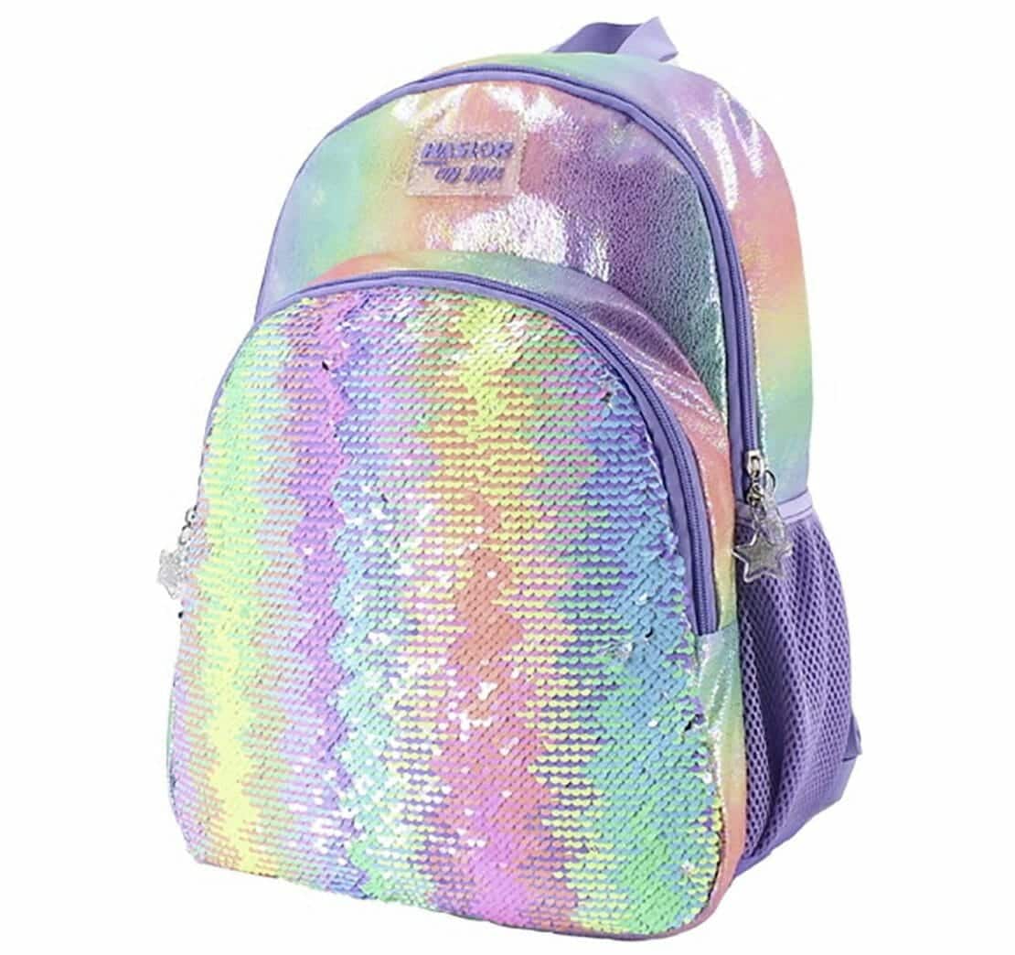 Schooltas - Rugzak Meisje - Rugtas - Regenboog - 42 x 34 x 12 cm - Pailletten - Sequin - Afbeelding 15