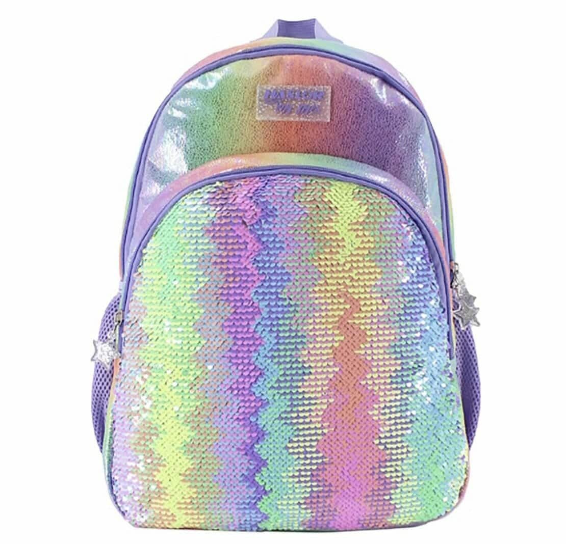Schooltas - Rugzak Meisje - Rugtas - Regenboog - 42 x 34 x 12 cm - Pailletten - Sequin - Afbeelding 16