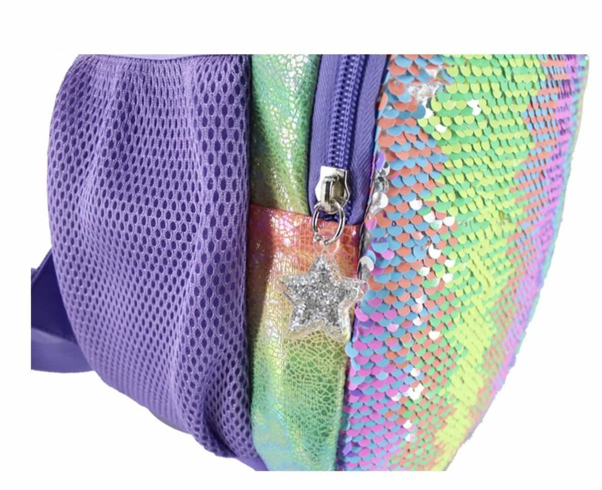Schooltas - Rugzak Meisje - Rugtas - Regenboog - 42 x 34 x 12 cm - Pailletten - Sequin - Afbeelding 7