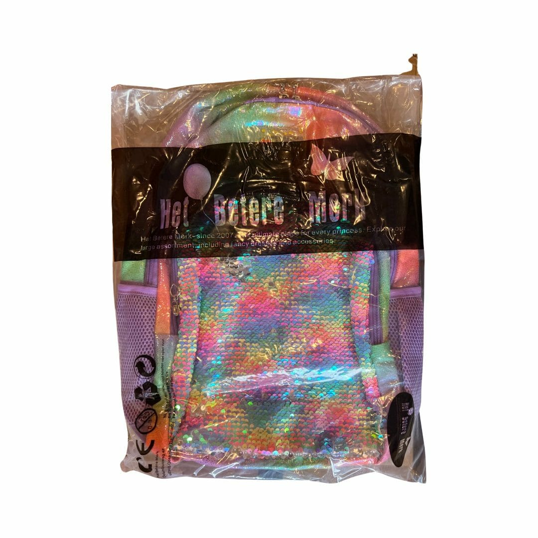 Schooltas - Rugzak Meisje - Rugtas - Regenboog - 42 x 34 x 12 cm - Pailletten - Sequin - Afbeelding 3