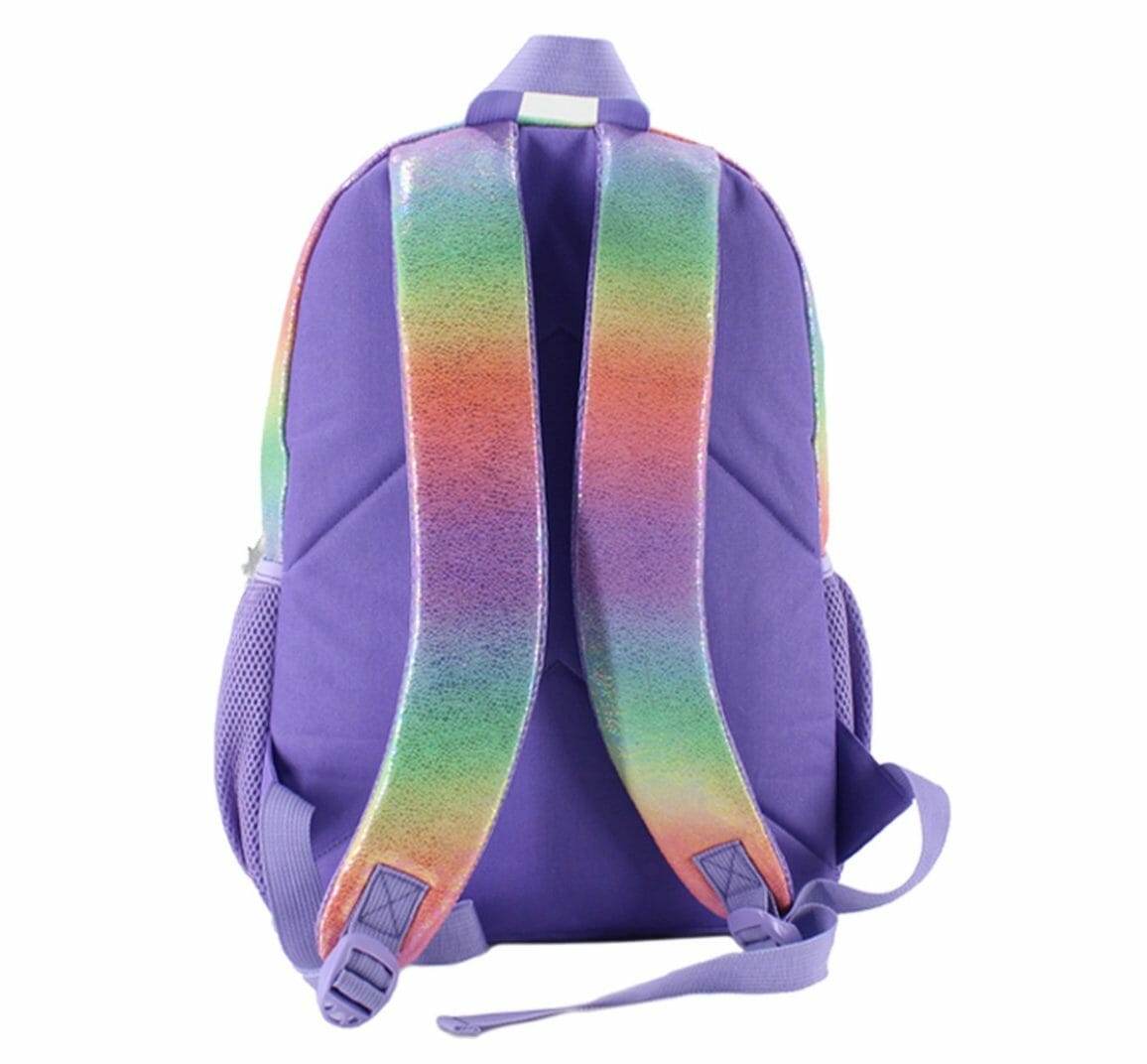 Schooltas - Rugzak Meisje - Rugtas - Regenboog - 42 x 34 x 12 cm - Pailletten - Sequin - Afbeelding 5