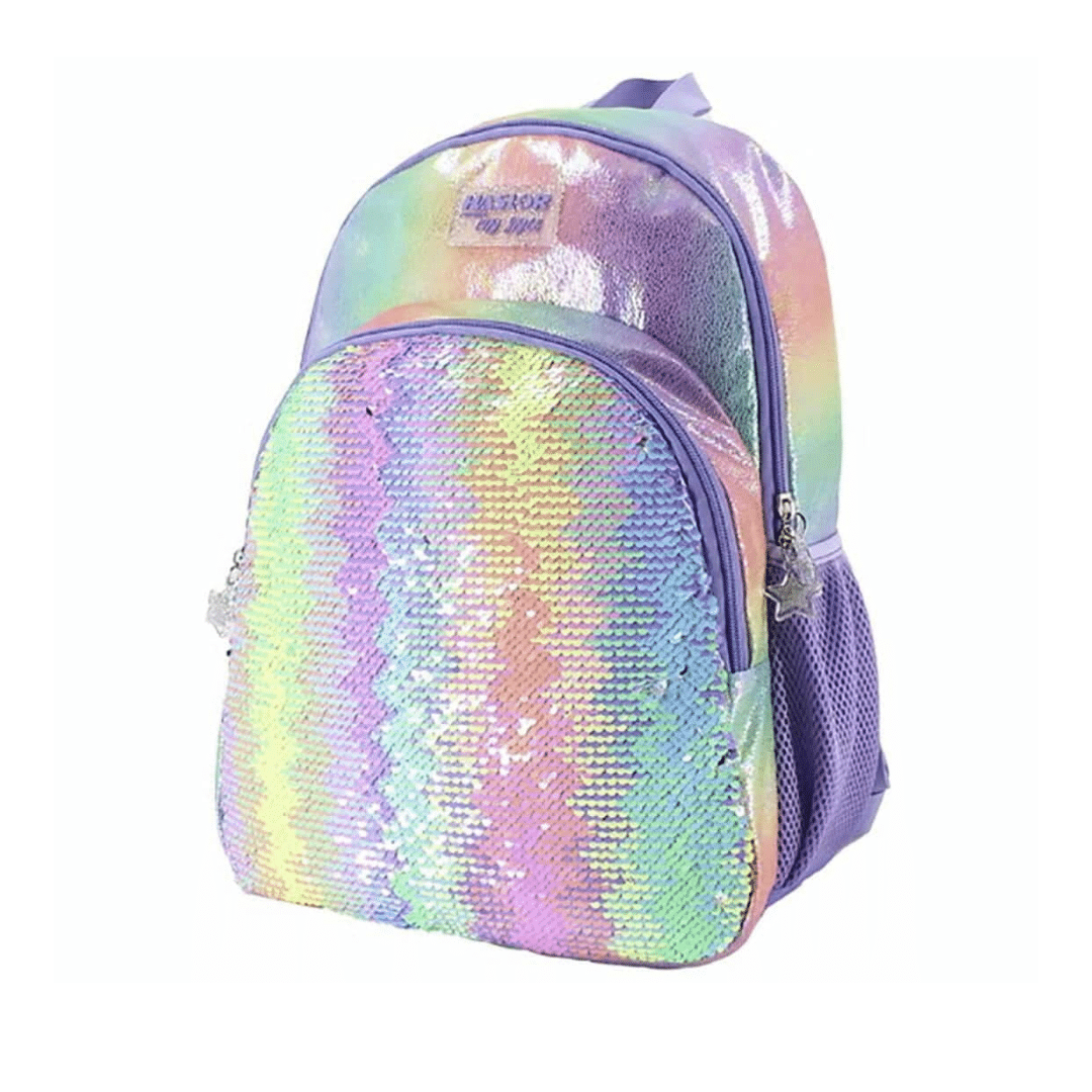 Schooltas - Rugzak Meisje - Rugtas - Regenboog - 42 x 34 x 12 cm - Pailletten - Sequin