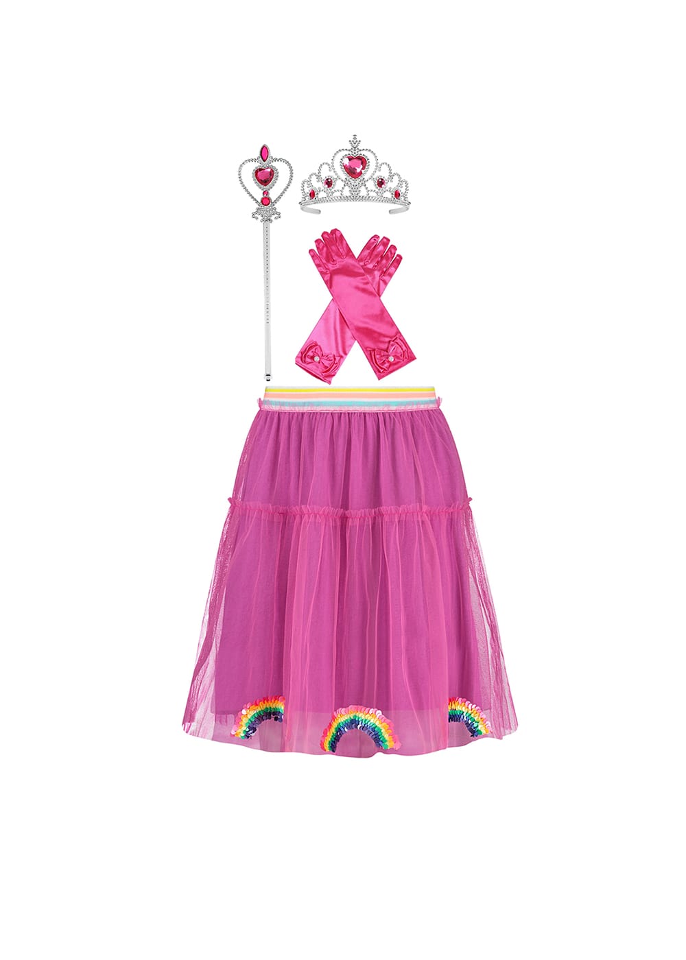 Het Betere Merk - Verkleedset - Roze rokje met pailletten + Accessoires