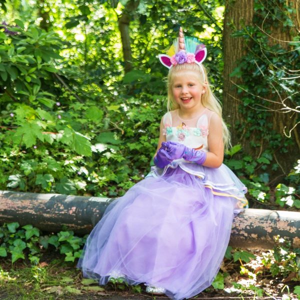 Unicorn Jurk - Eenhoorn Jurk - Paars - Haarband + Handschoenen - Afbeelding 4