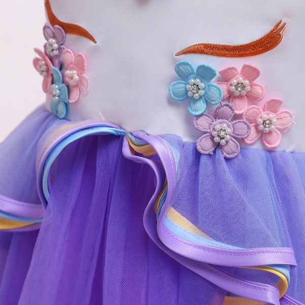 Unicorn Jurk - Eenhoorn Jurk - Paars - Haarband + Handschoenen - Afbeelding 5