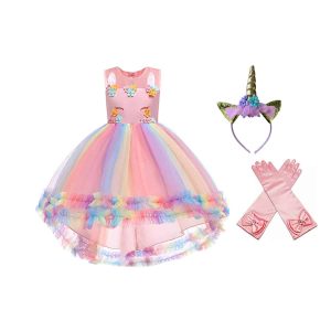 Unicorn jurk - Eenhoorn jurk - Prinsessenjurk meisje - Roze