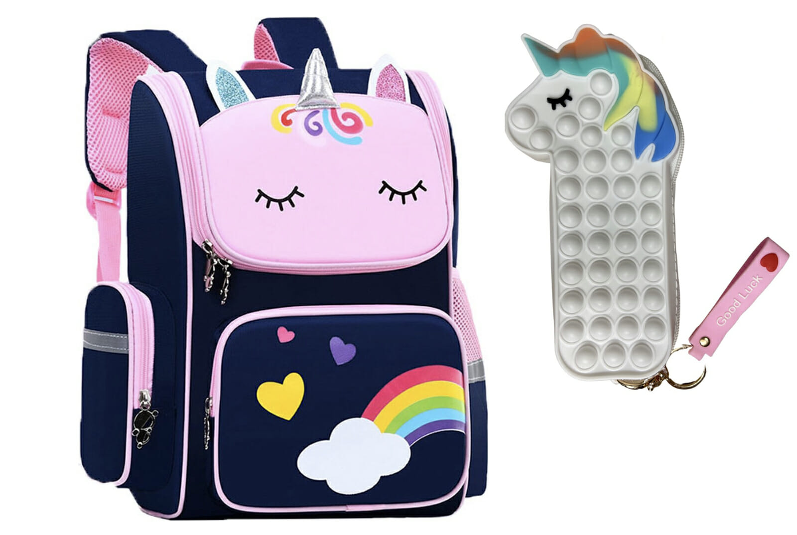 Unicorn - Rugtas - Eenhoorn - Kinderrugzak - Schooltas - Paars - 40 x 27 x 15 cm - Pop it - Afbeelding 12