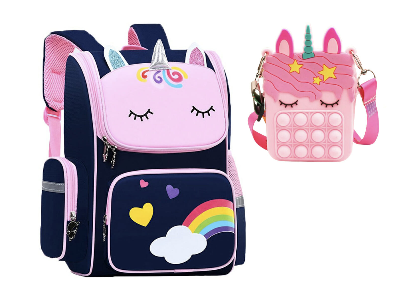 Unicorn - Rugtas - Eenhoorn - Kinderrugzak - Schooltas - Paars - 40 x 27 x 15 cm - Pop it - Afbeelding 11