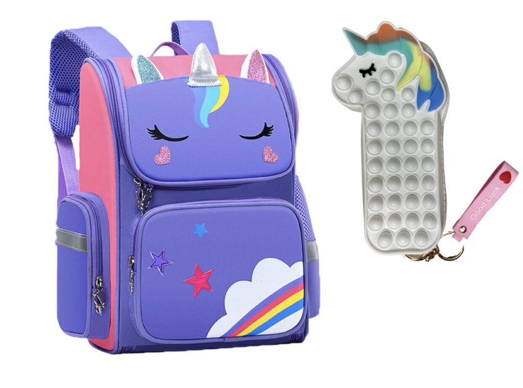 Unicorn - Rugtas - Eenhoorn - Kinderrugzak - Schooltas - Paars - 40 x 27 x 15 cm - Pop it - Afbeelding 13