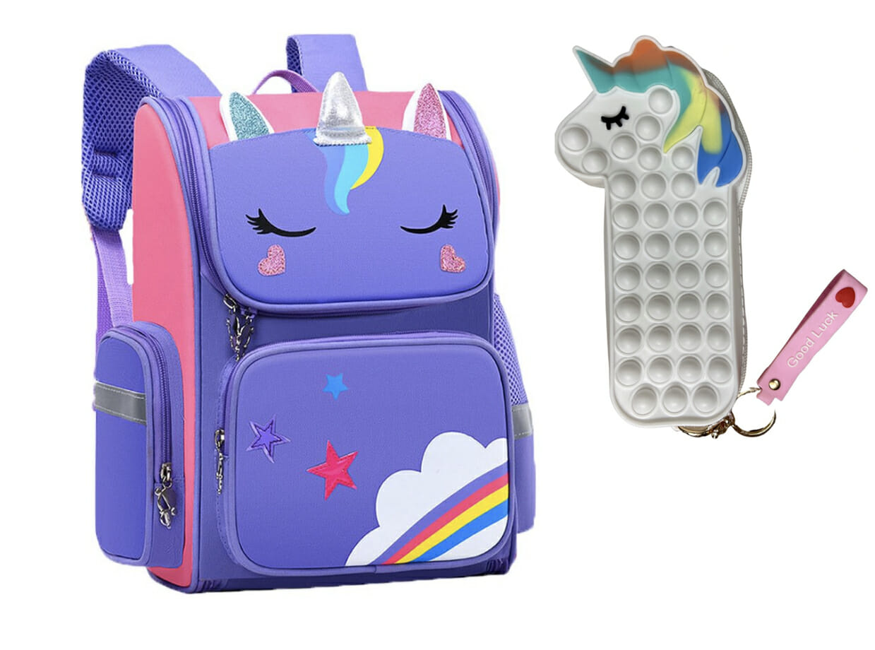 Unicorn - Rugtas - Eenhoorn - Kinderrugzak - Schooltas - Paars - 40 x 27 x 15 cm - Pop it - Afbeelding 13