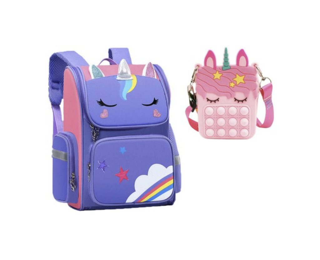 Unicorn - Rugtas - Eenhoorn - Kinderrugzak - Schooltas - Paars - 40 x 27 x 15 cm - Pop it