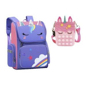 Unicorn - Rugtas - Eenhoorn - Kinderrugzak - Schooltas - Paars - 40 x 27 x 15 cm - Pop it
