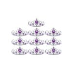 Prinsessen Tiara - Kroon - 10-pack - Traktatie - Verjaardag Kind - Verkleedkleren Meisje - Paars