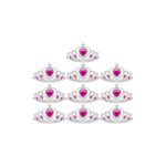 Prinsessen Tiara - Kroon - 10-pack - Traktatie - Verjaardag Kind - Verkleedkleren Meisje - Fuchsia
