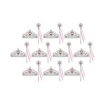 Prinsessen Toverstaf met Lint + Kroon (Tiara)- 20-pack – Uitdeelcadeaus Kind – Verkleedkleren Meisje – Roze