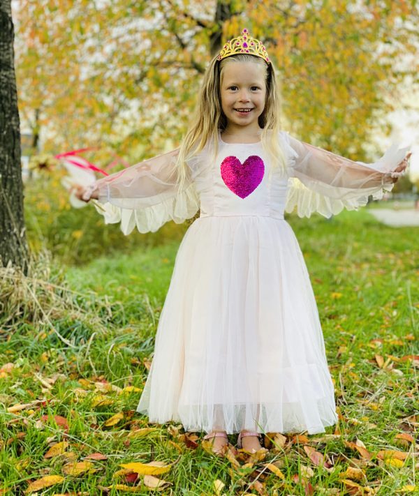 Prinsessenjurk - Engel met vleugels - Luxe feeën jurk - Roze - Afbeelding 14