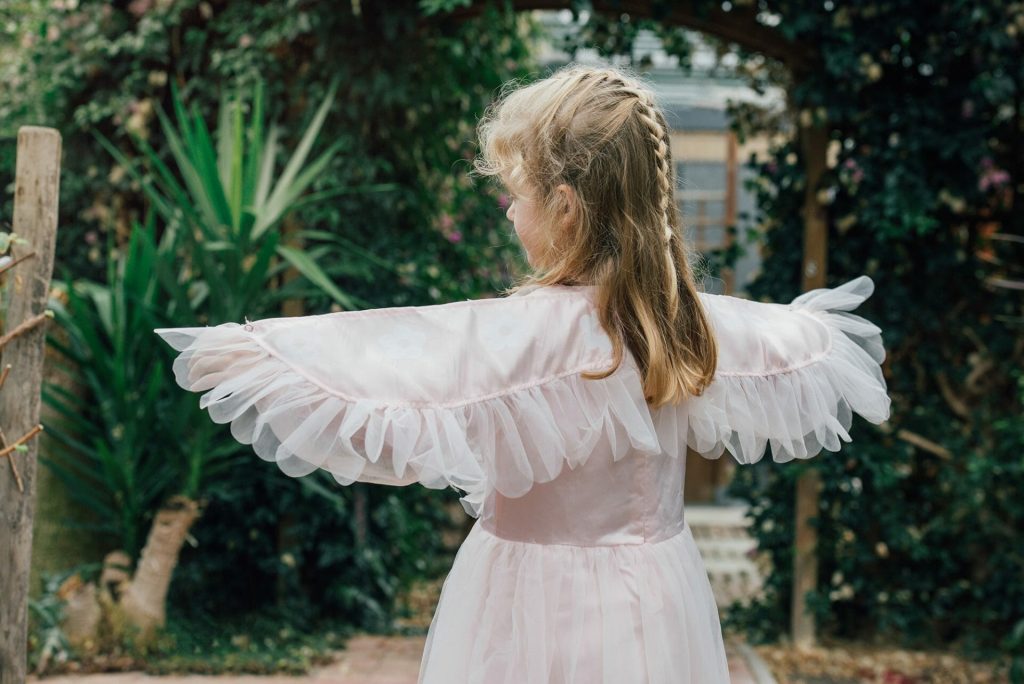 Prinsessenjurk - Engel met vleugels - Luxe feeën jurk - Roze - Afbeelding 7