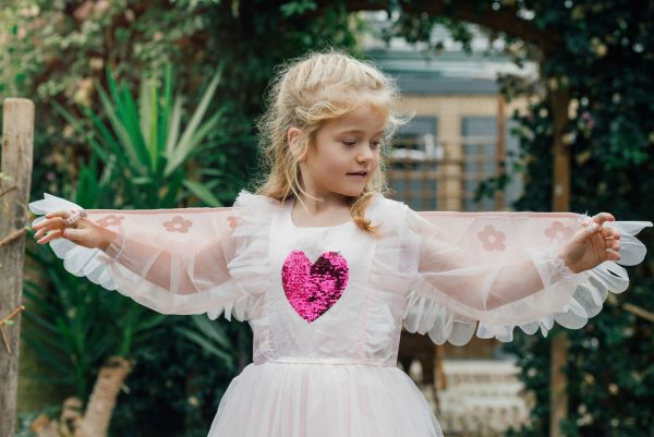 Prinsessenjurk - Engel met vleugels - Luxe feeën jurk - Roze - Afbeelding 8
