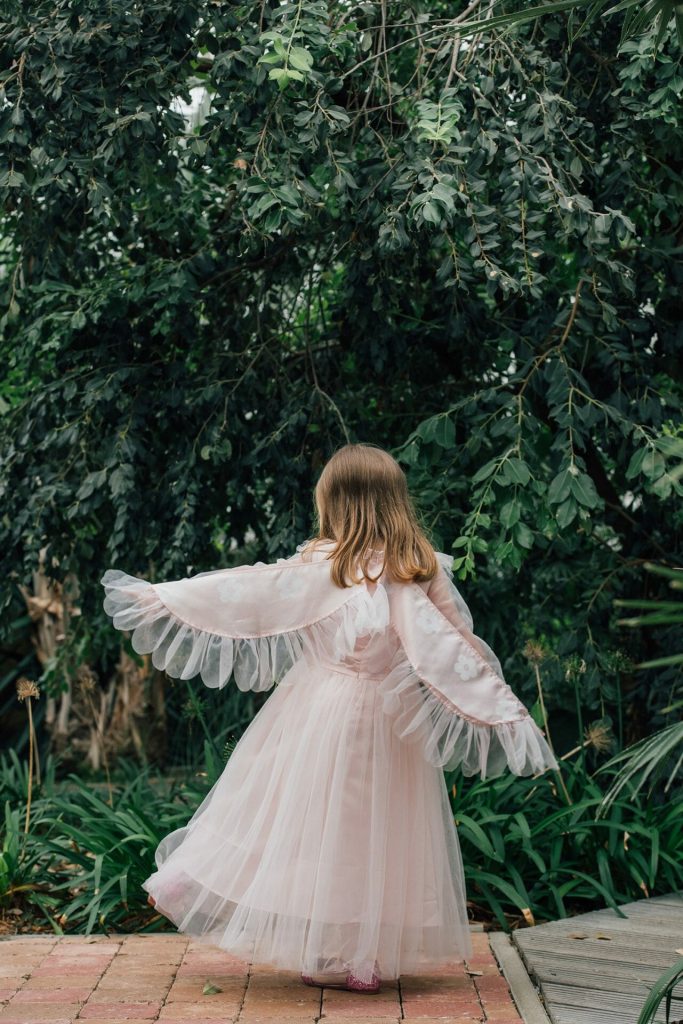 Prinsessenjurk - Engel met vleugels - Luxe feeën jurk - Roze - Afbeelding 2