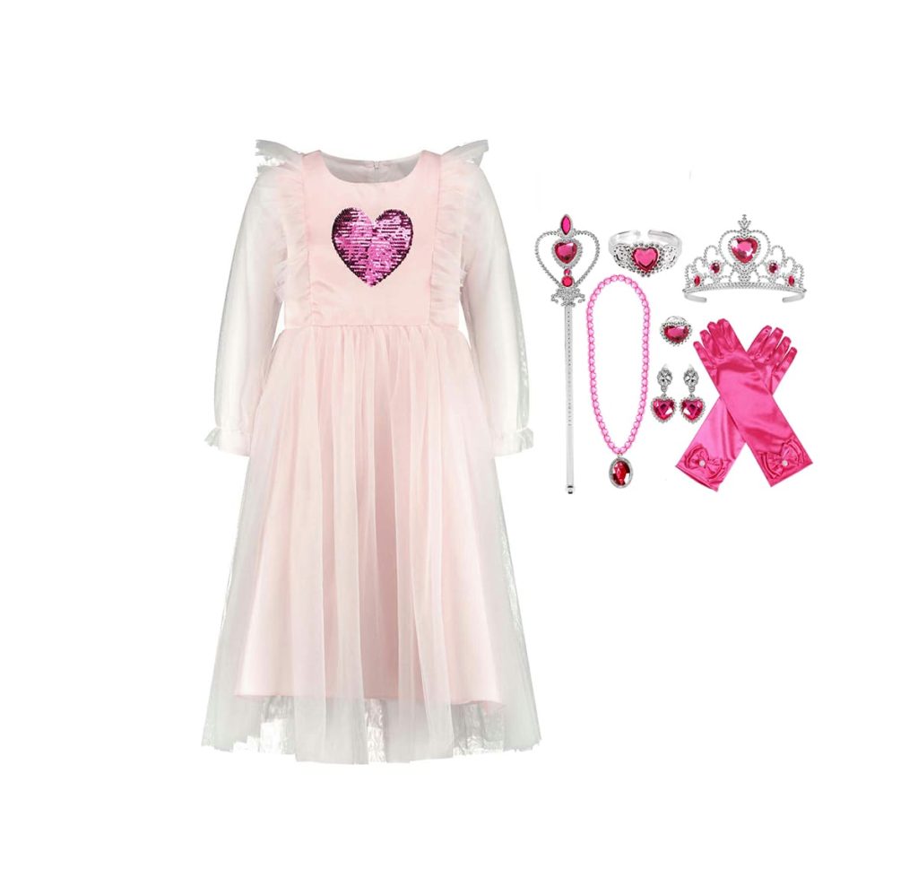 Prinsessenjurk - Engel met vleugels - Luxe feeën jurk - Roze