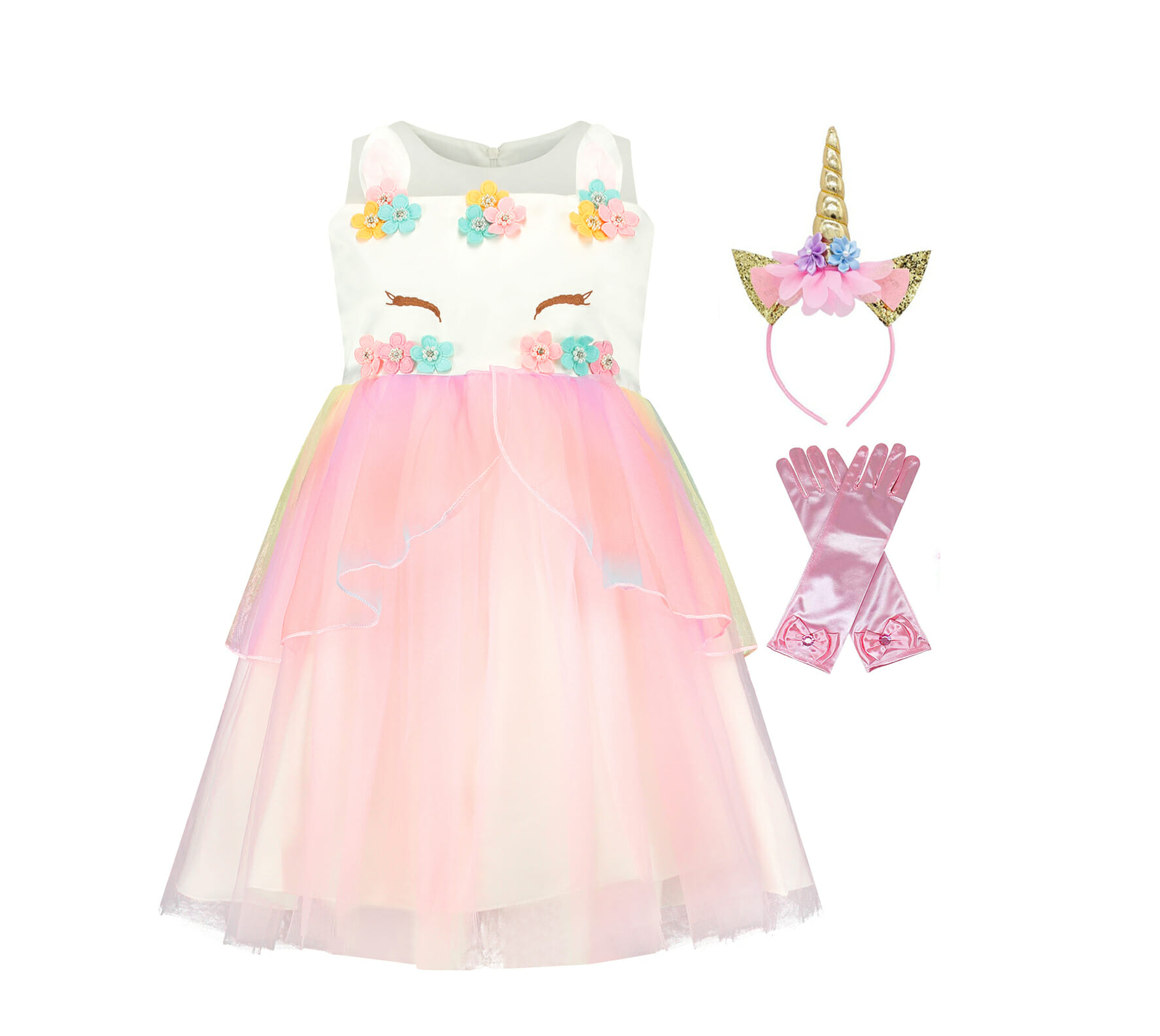 Unicorn jurk + haarband + handschoenen - Eenhoorn - Afbeelding 9