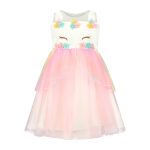 Unicorn jurk + haarband + handschoenen - Eenhoorn