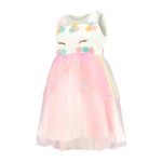 Unicorn jurk + haarband + handschoenen - Eenhoorn