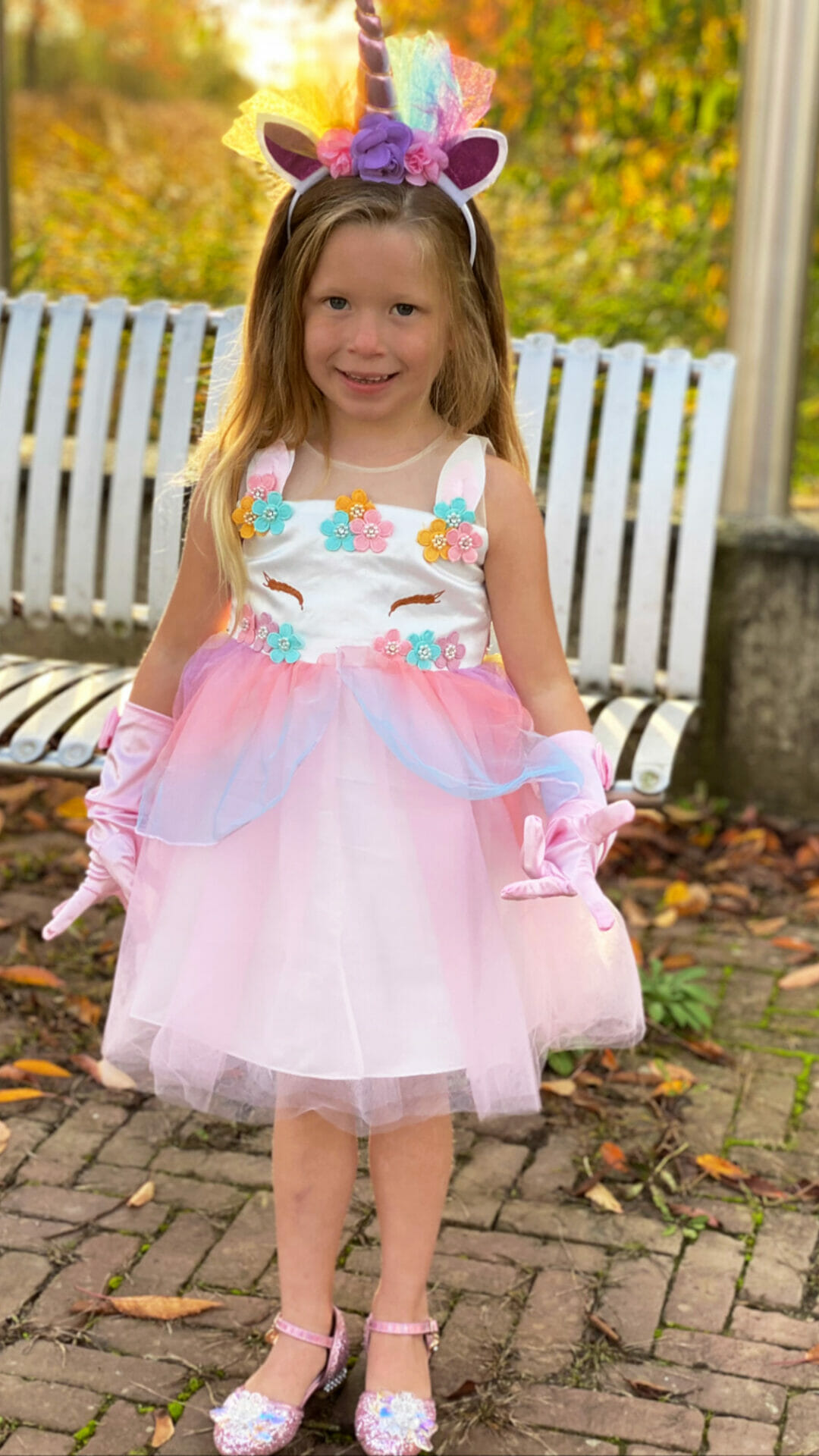 Unicorn jurk + haarband + handschoenen - Eenhoorn - Afbeelding 2