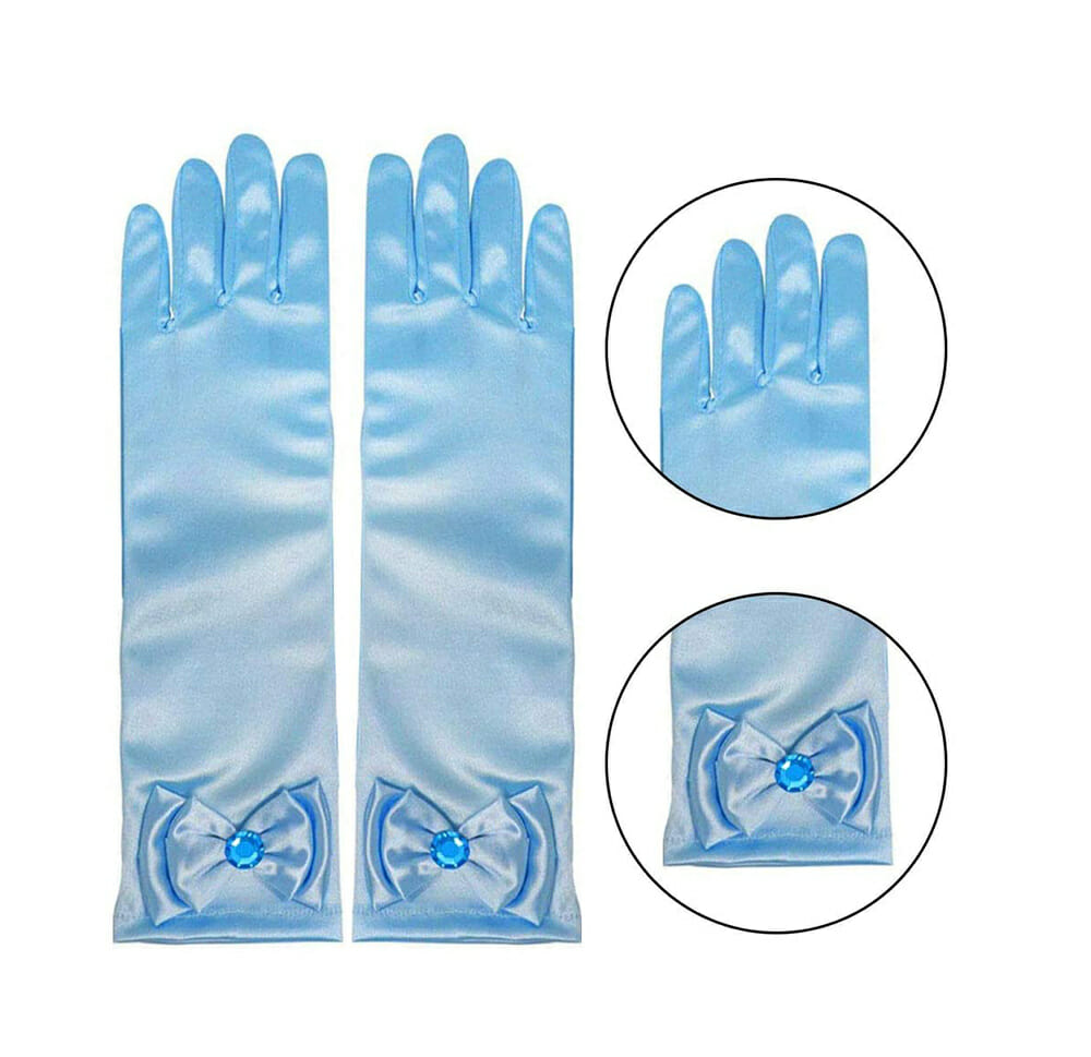 Prinsessen blauw accessoireset - juwelen, toverstaf, kroon, elleboog handschoenen - Afbeelding 3