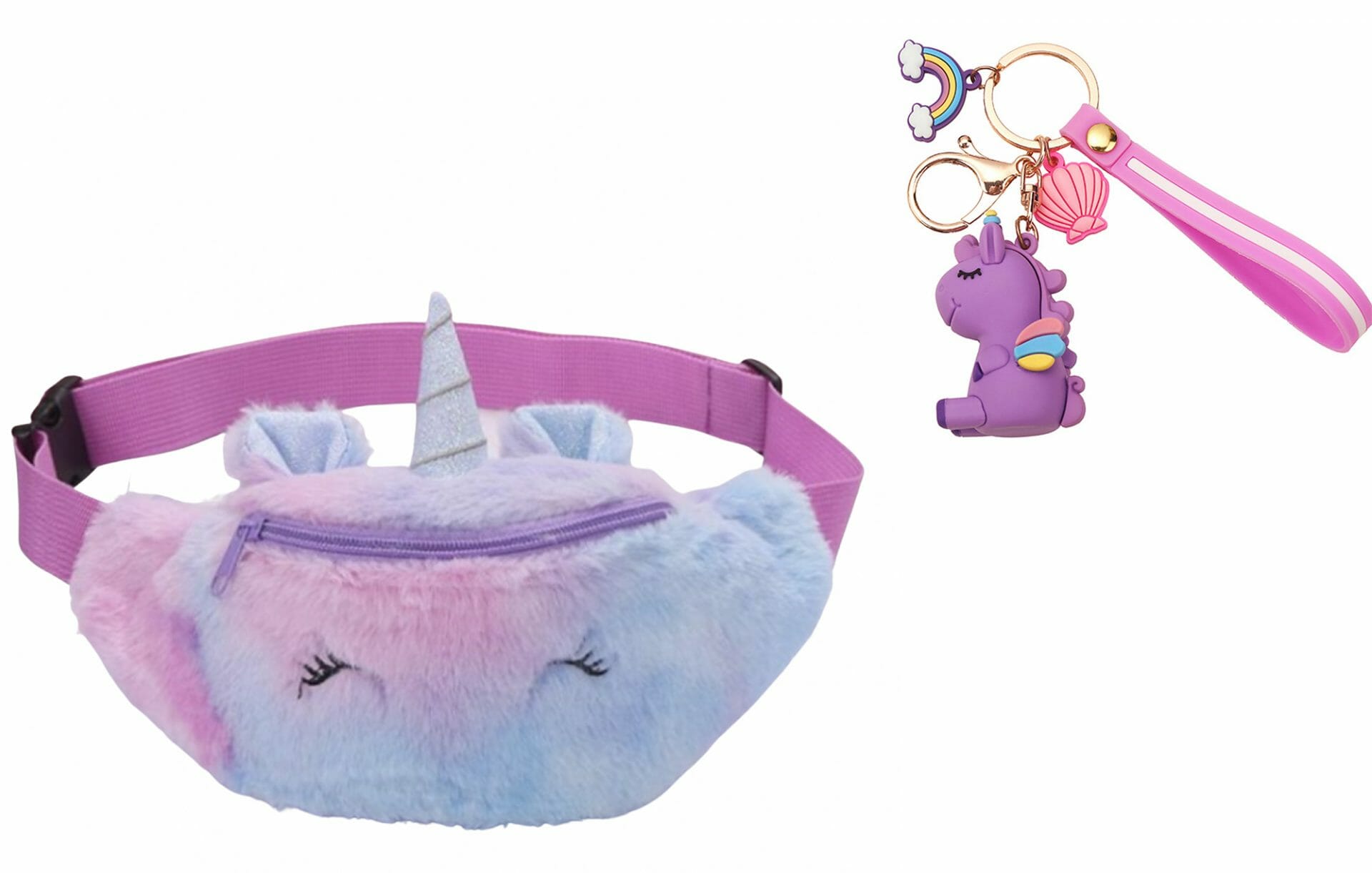 Unicorn - fanny pack - heuptasje - fleece - paars - Afbeelding 12