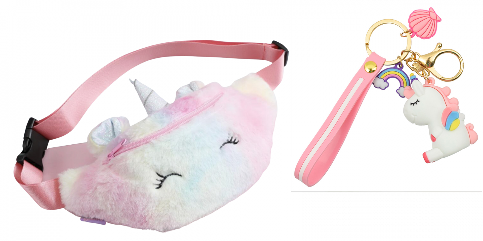 Unicorn - fanny pack - heuptasje - fleece - paars - Afbeelding 8