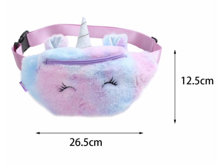 Unicorn – fanny pack – heuptasje – fleece – roze/wit - Afbeelding 2