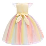 Unicorn jurk + haarband + handschoenen - eenhoorn- geel