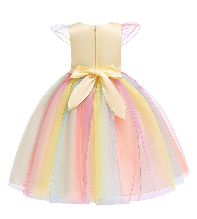 Unicorn jurk + haarband + handschoenen - eenhoorn- geel - Afbeelding 2