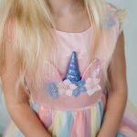 Unicorn jurk + haarband + handschoenen - eenhoorn- roze