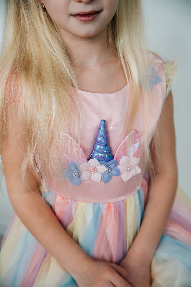 Unicorn jurk + haarband + handschoenen - eenhoorn- roze - Afbeelding 5