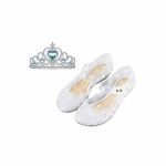Prinsessenschoenen - Verkleedschoenen Zilver + Frozen blauwe kroon