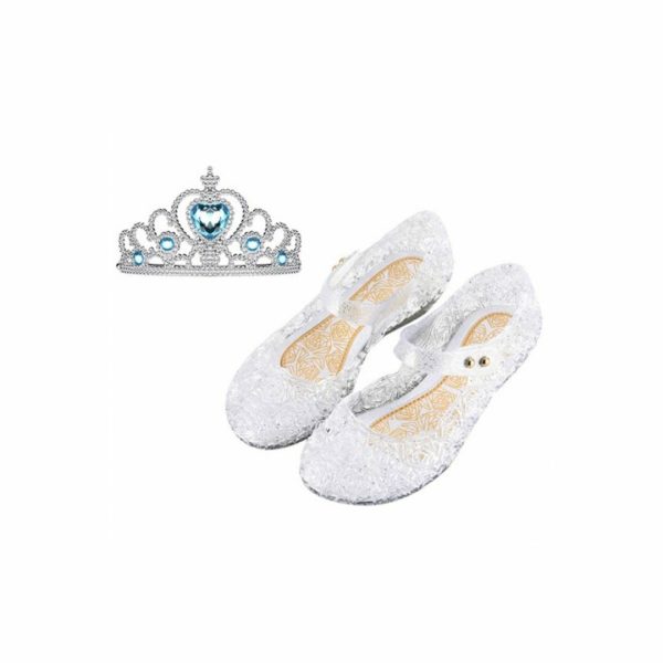 Prinsessenschoenen - Verkleedschoenen Zilver + Frozen blauwe kroon
