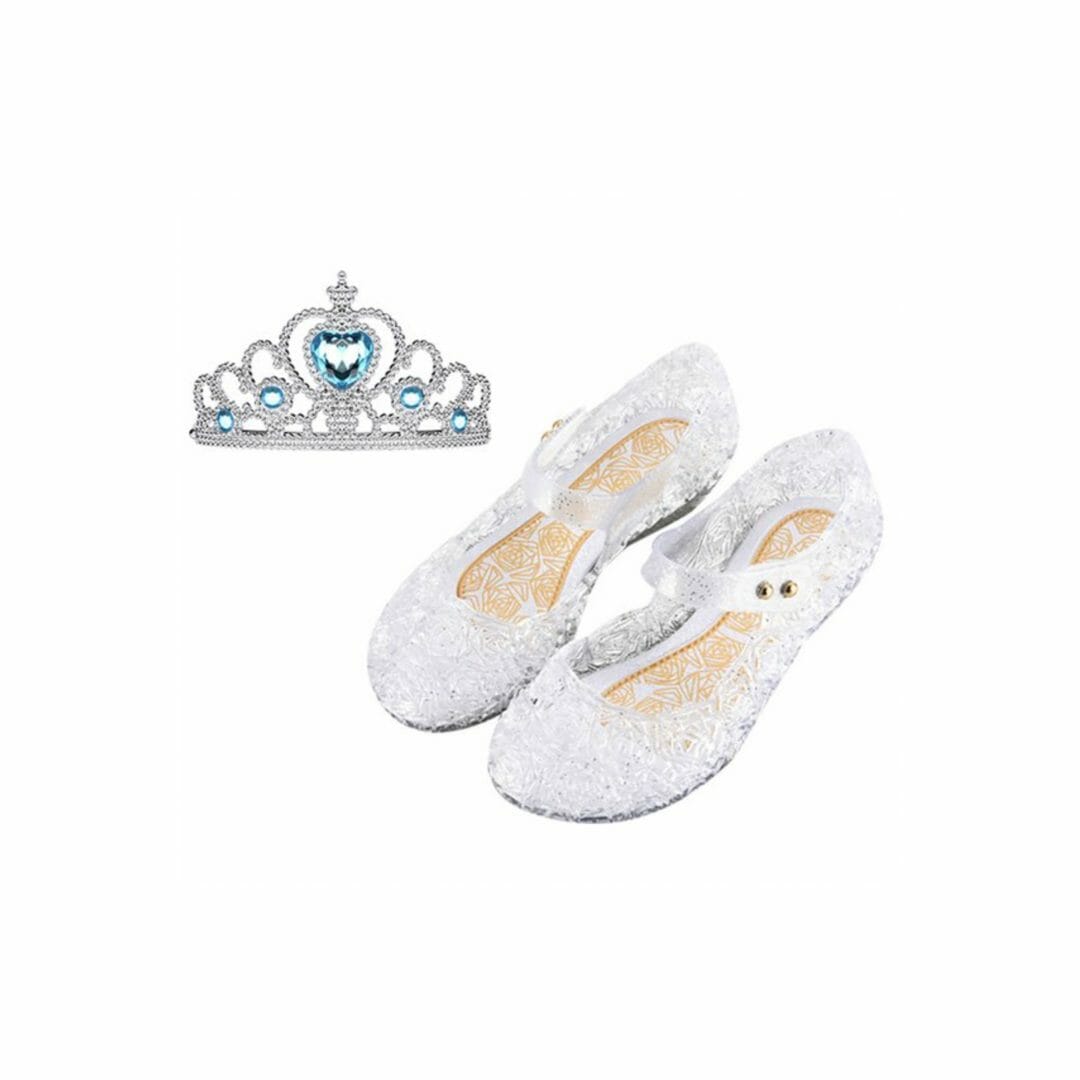 Prinsessenschoenen - Verkleedschoenen Zilver + Frozen blauwe kroon