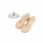 Prinsessenschoenen - Verkleedschoenen Goud + Frozen roze kroon