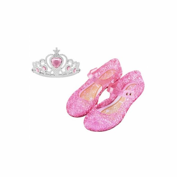 Prinsessenschoenen - Verkleedschoenen  Roze + Frozen roze kroon