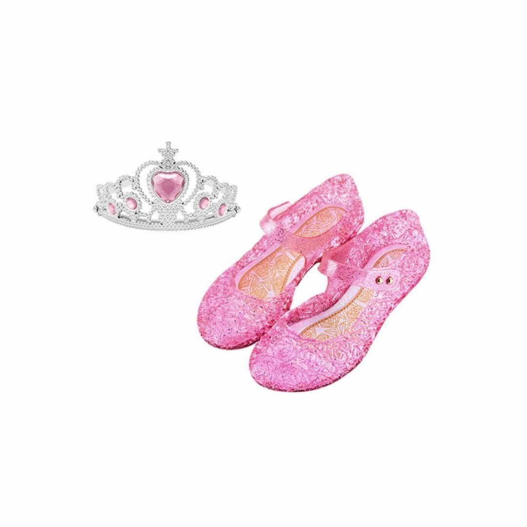 Prinsessenschoenen - Verkleedschoenen Roze + Frozen roze kroon