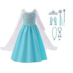 Frozen Elsa prinsessenjurk - kroon - toverstaf - handschoenen - Elsa vlecht