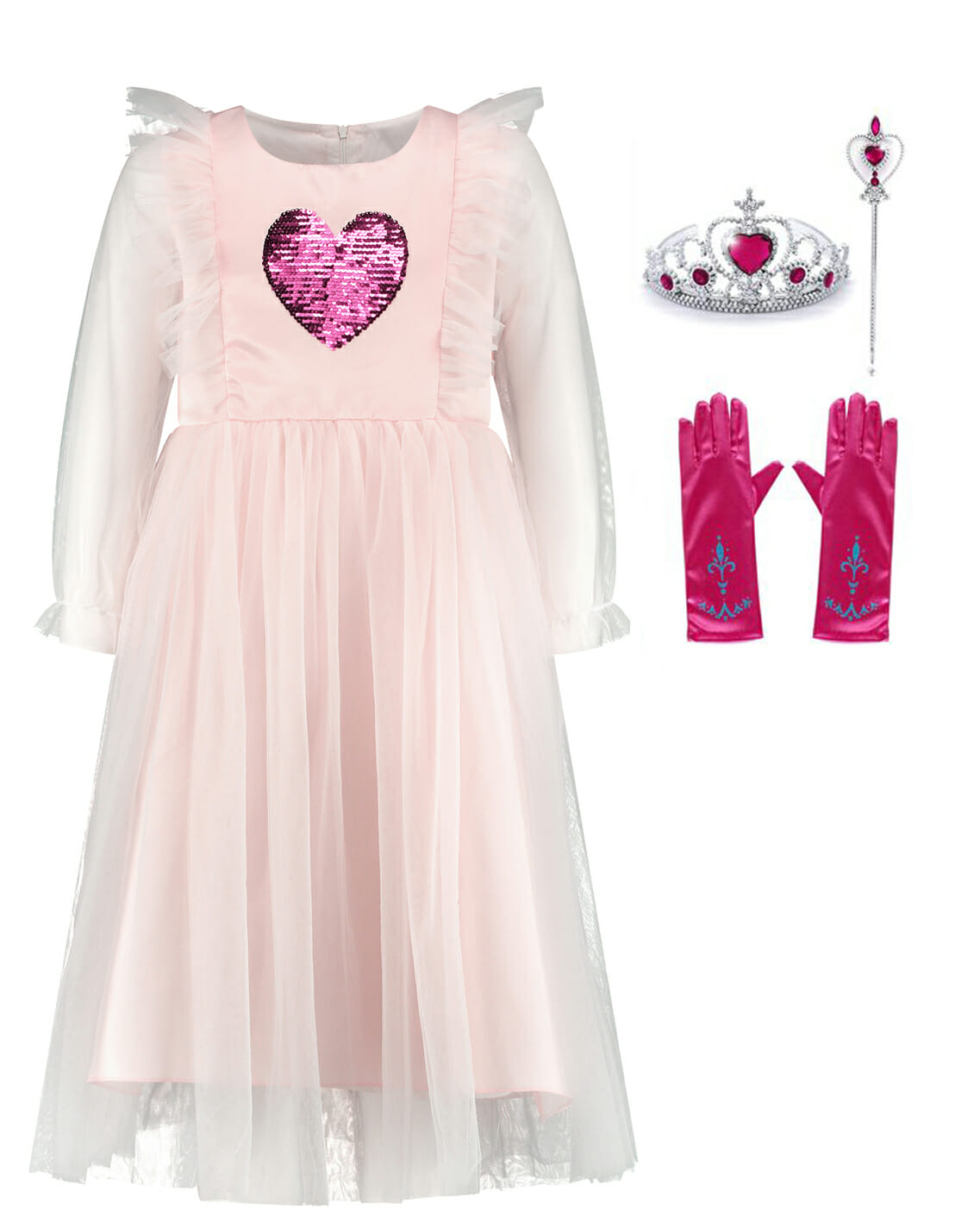 Roze prinsessenjurk + accessoires - Afbeelding 59