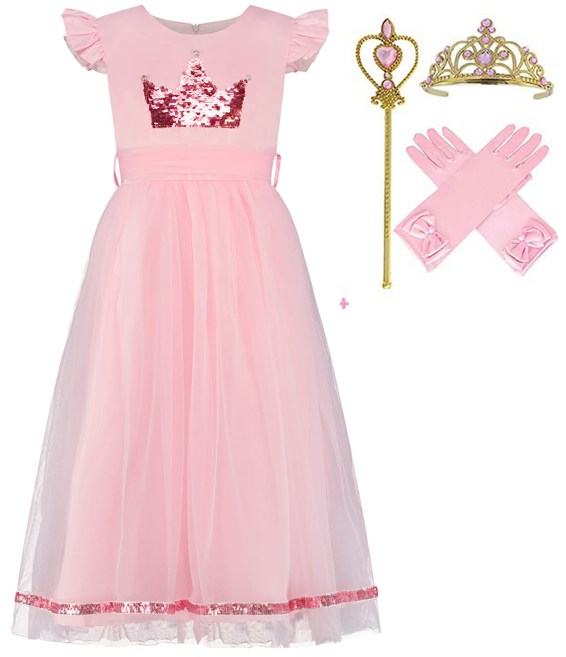 Roze prinsessenjurk + accessoires - Afbeelding 58