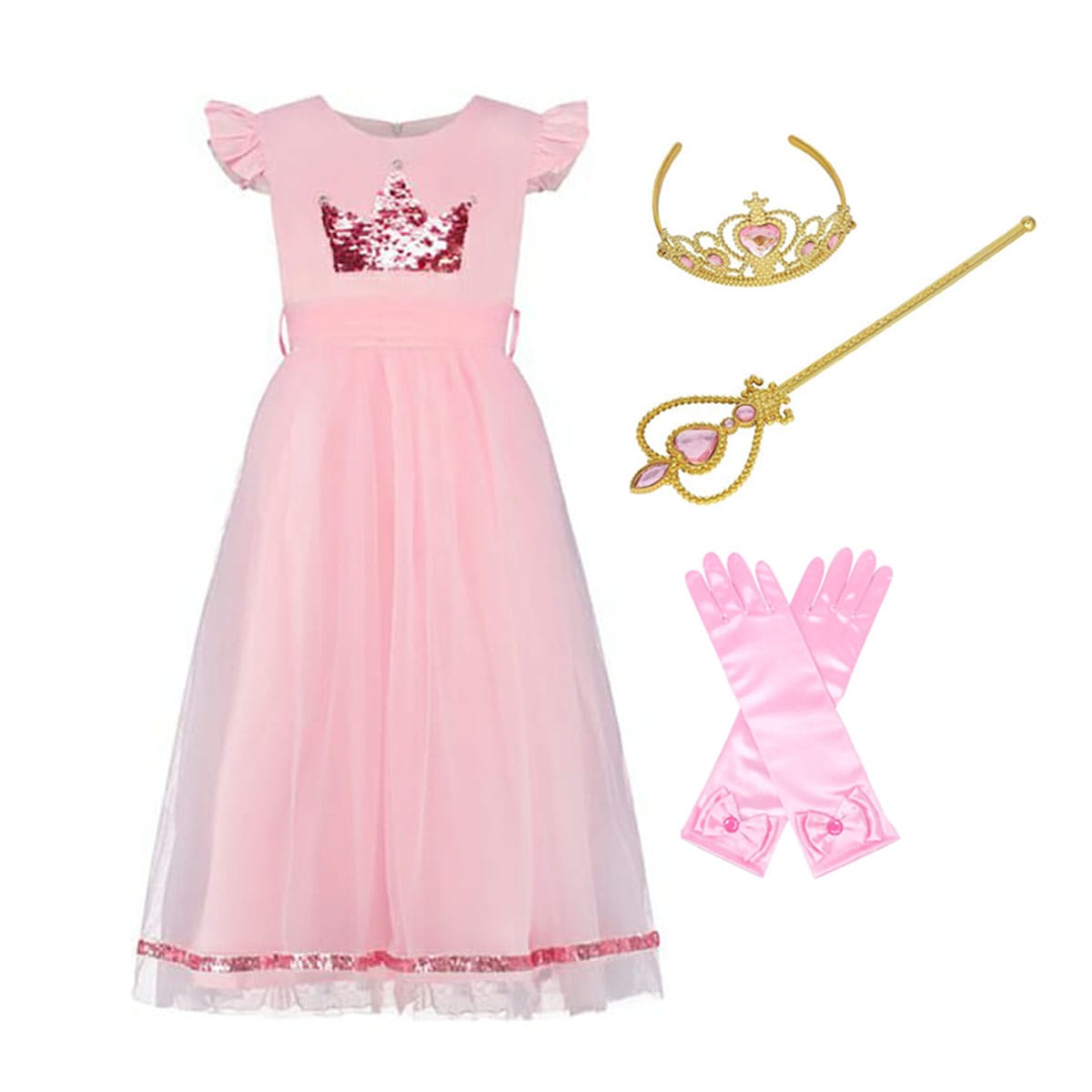 Roze prinsessenjurk + accessoires