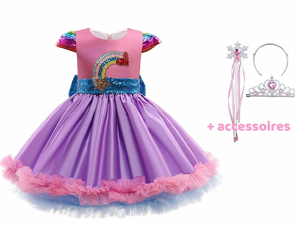 Prinsessenjurk Pailletten Jurk - Paars/Roze -Toverstaf / Kroon - Afbeelding 8