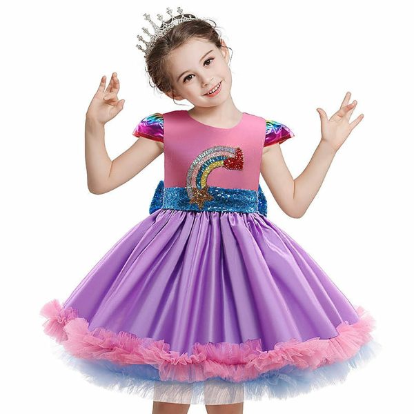 Prinsessenjurk Pailletten Jurk - Paars/Roze -Toverstaf / Kroon - Afbeelding 4
